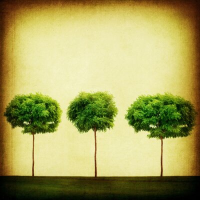 Tableau  Trois arbres rétro