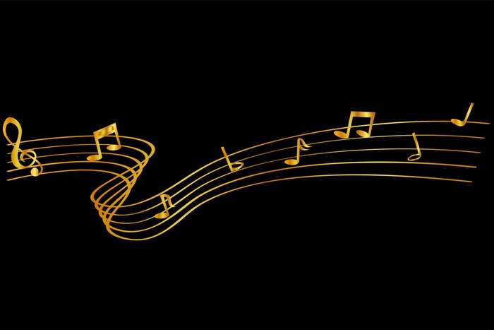 Tableau  trois styles de lignes de notes de musique dorées, pour la conception de vos éléments