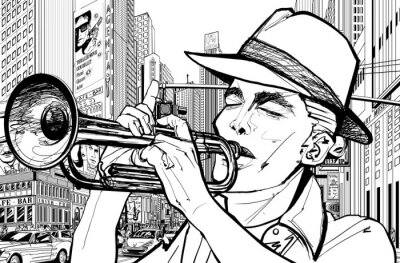 Tableau  trompettiste new-york