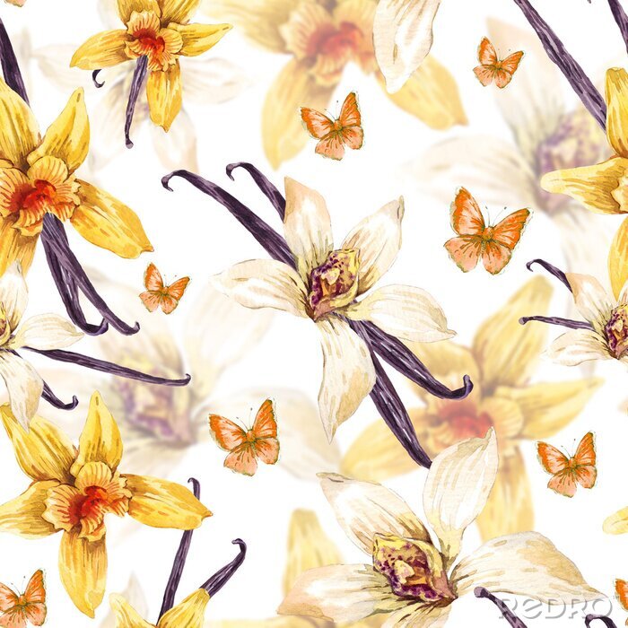 Tableau  Tropical, seamless, aquarelle, floral, modèle