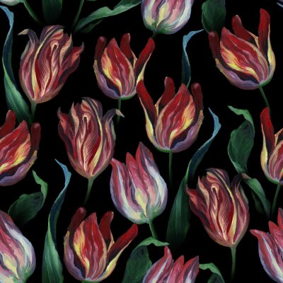 Tulipes peintes sur fond noir