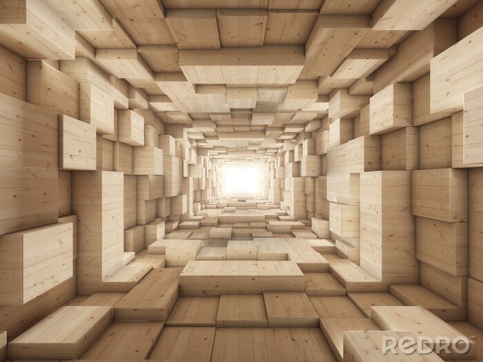 Tableau  Tunnel 3D avec du bois