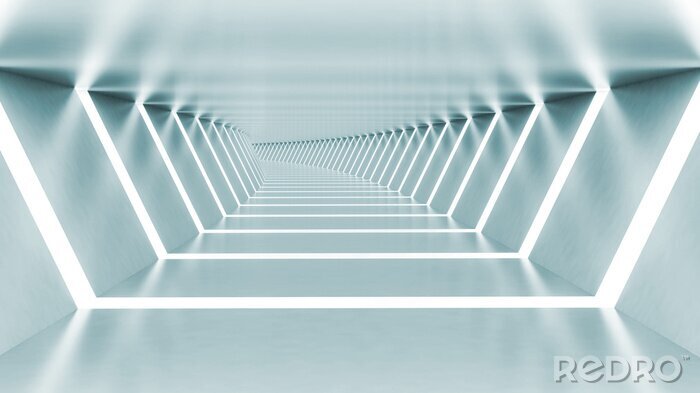 Tableau  Tunnel 3d blanc et éclairé