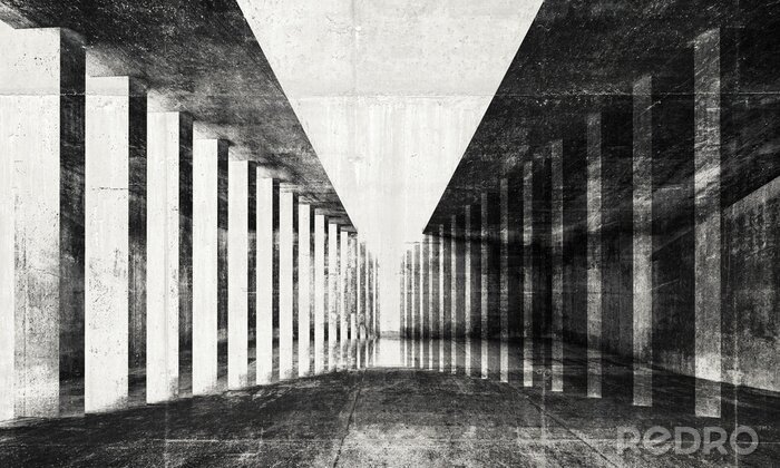 Tableau  Tunnel abstrait en noir et blanc