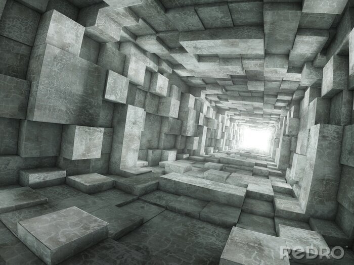 Tableau  Tunnel de blocs en 3D