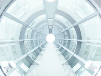 Tunnel futuriste blanc en 3d
