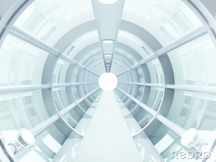 Tableau  Tunnel futuriste blanc en 3d