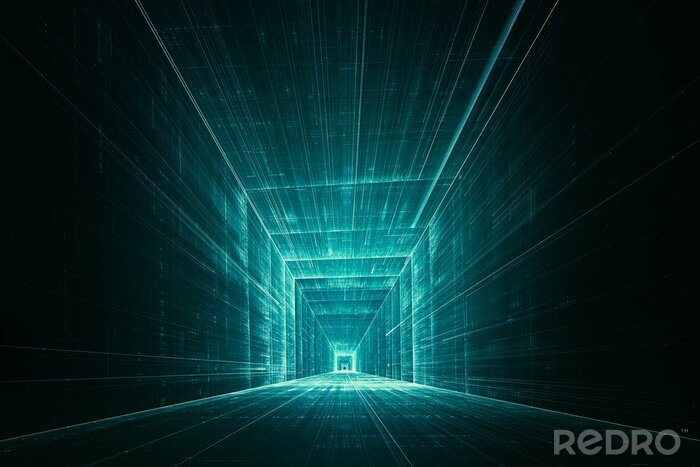 Tableau  Tunnel futuriste noir et turquoise