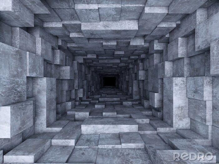 Tableau  Tunnel géométrique sombre