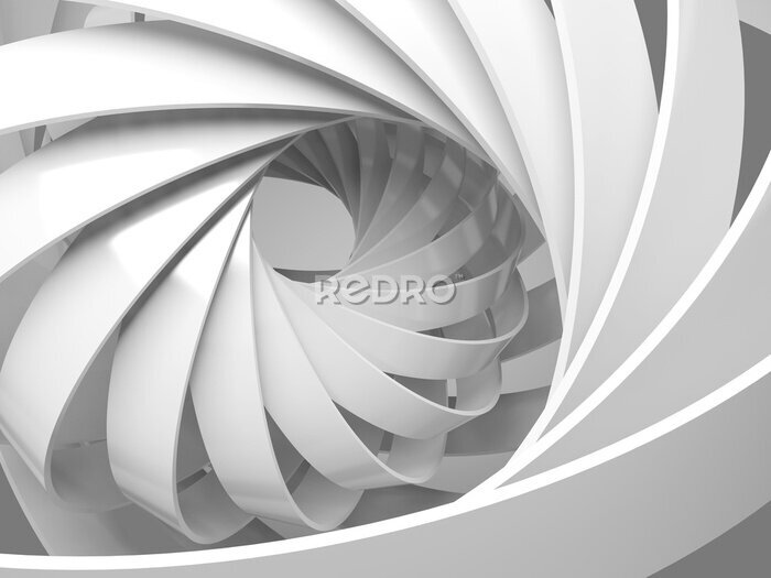 Tableau  Tunnel spiralé blanc en 3D