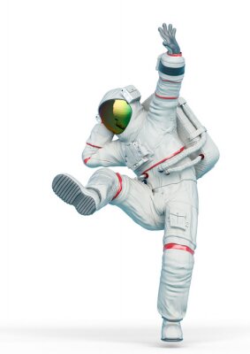 Un astronaute dansant en costume blanc