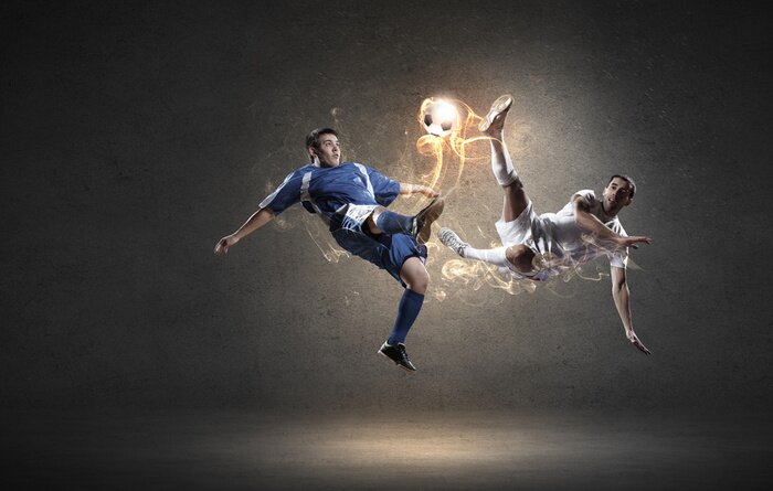 Tableau  Un ballon de football en flammes