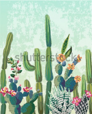 Tableau  Un bouquet aquarelle de plantes succulentes colorées