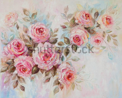 Tableau  Un bouquet de roses de couleur pastel