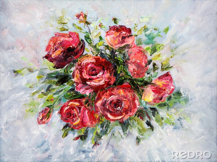 Tableau  Un bouquet plein de roses rouges