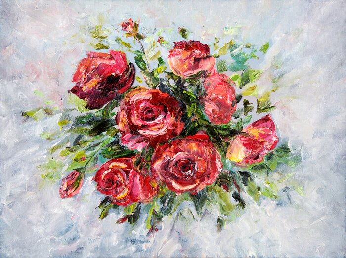 Tableau  Un bouquet plein de roses rouges