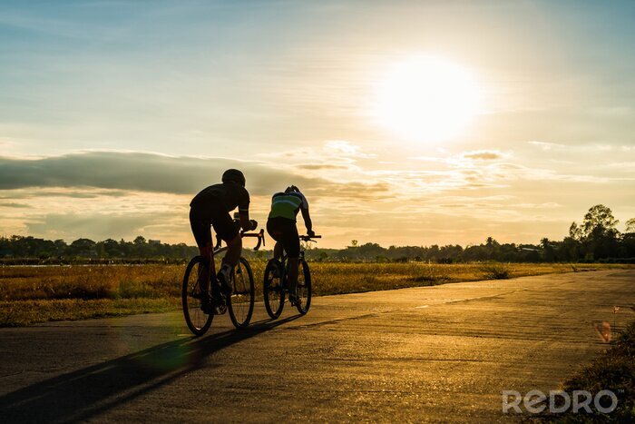 Tableau  Un couple de cyclistes en voyage