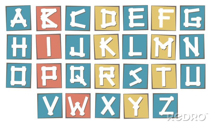 Tableau  Un ensemble de lettres sur carton de couleur