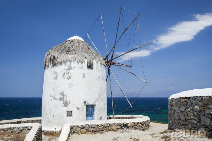 Tableau  Un moulin à vent sous le soleil de la Grèce