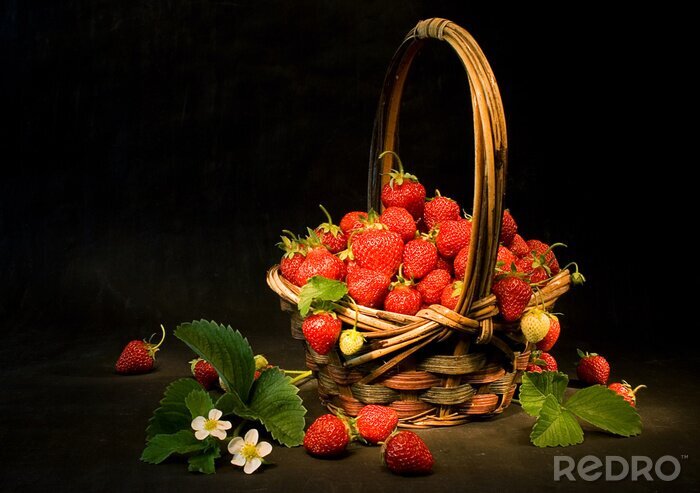 Tableau  Un panier de fraises des bois