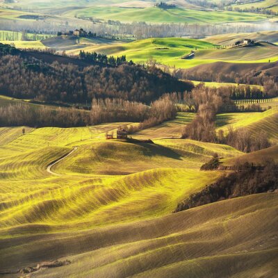 Tableau  Un paysage fantastique peint la lumière en Toscane avec de longues ombres