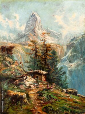 Tableau  Un paysage pittoresque avec un quai dans les montagnes