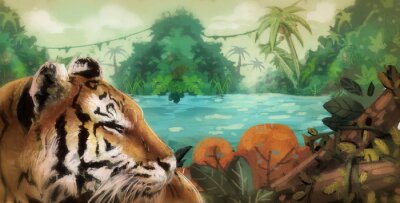 Tableau  Un tigre dans la jungle
