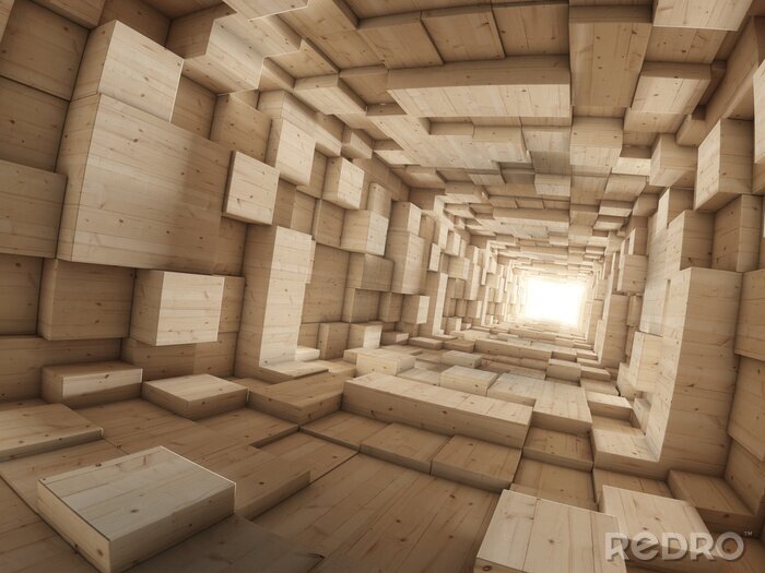 Tableau  Un tunnel en bois 3D
