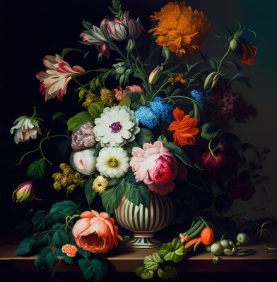 Tableau  Un vase plein de fleurs