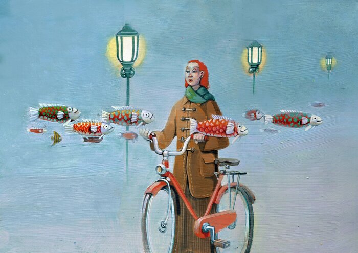 Tableau  Une balade à vélo surréaliste