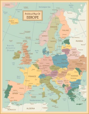 Tableau  Une carte politique rétro de l'Europe