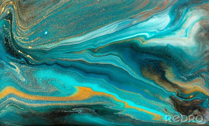 Tableau  Vagues turquoise et marbre lisse