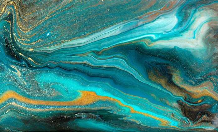 Tableau  Vagues turquoise et marbre lisse