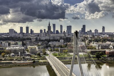 Tableau  Varsovie horizon derrière le pont