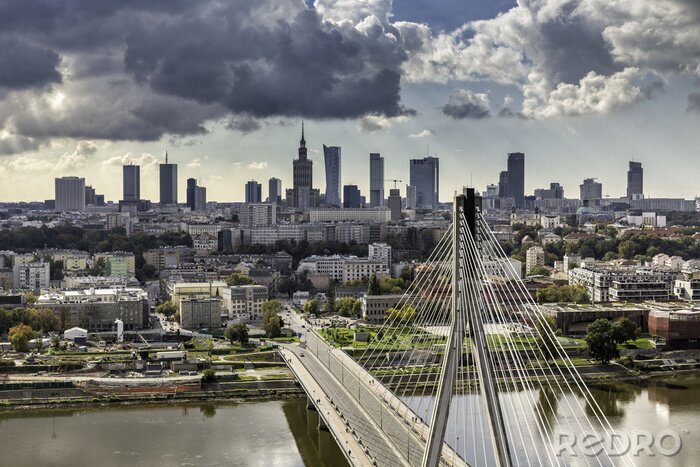 Tableau  Varsovie horizon derrière le pont