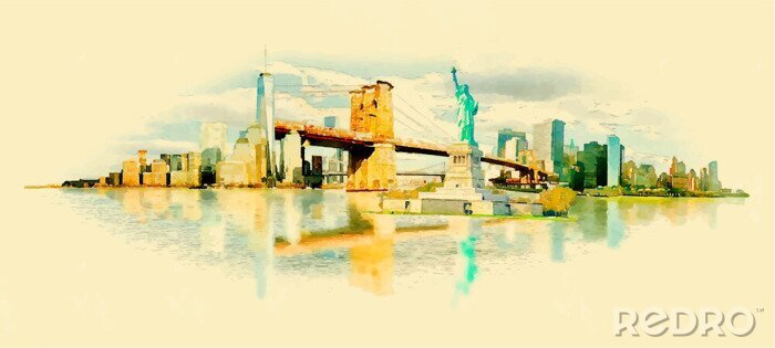 Tableau  Vecteur aquarelle NEW YORK illustration ville