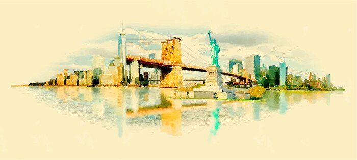 Tableau  Vecteur aquarelle NEW YORK illustration ville