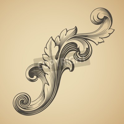 Tableau  vecteur élément baroque de motif d'encadrement design vintage gravure style rétro