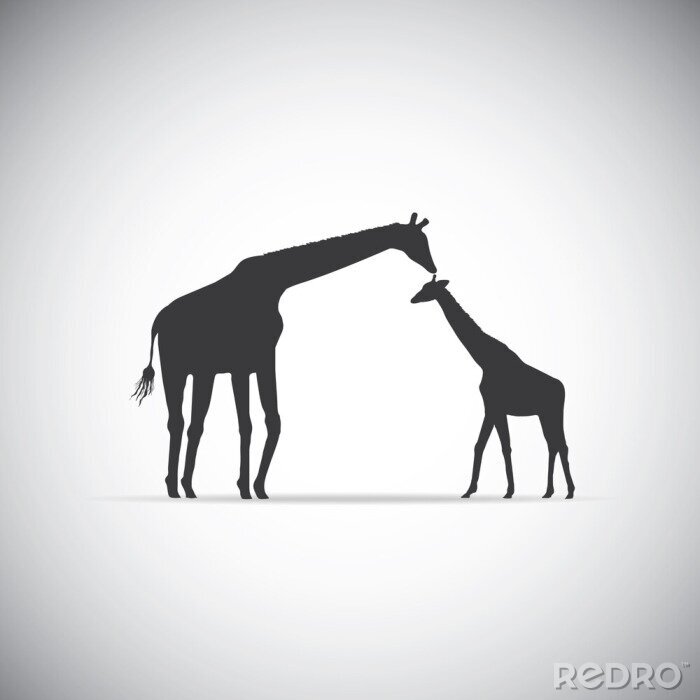 Tableau  Vecteur, silhouette, mère, girafe, elle, bébé