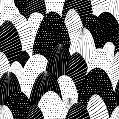 Vecteur transparente doodle fond avec des montagnes texturées abstraites. Illustration de la nature créative. Paysage blanc noir dessiné à la main.