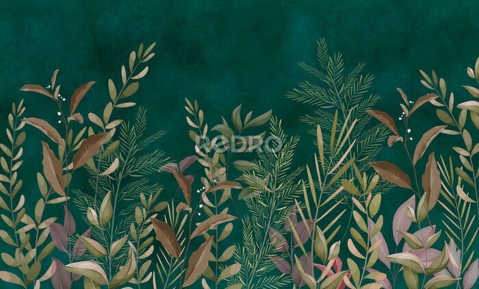 Tableau  Végétation exotique sur fond vert