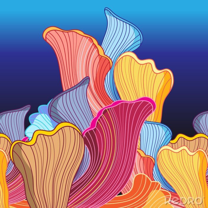 Tableau  Végétation sous-marine colorée