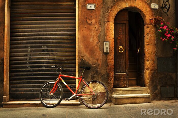 Tableau  Vélo rouge contre le mur