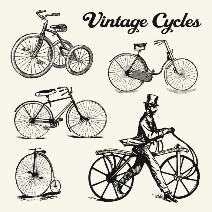 Tableau  Vélos divers style vintage