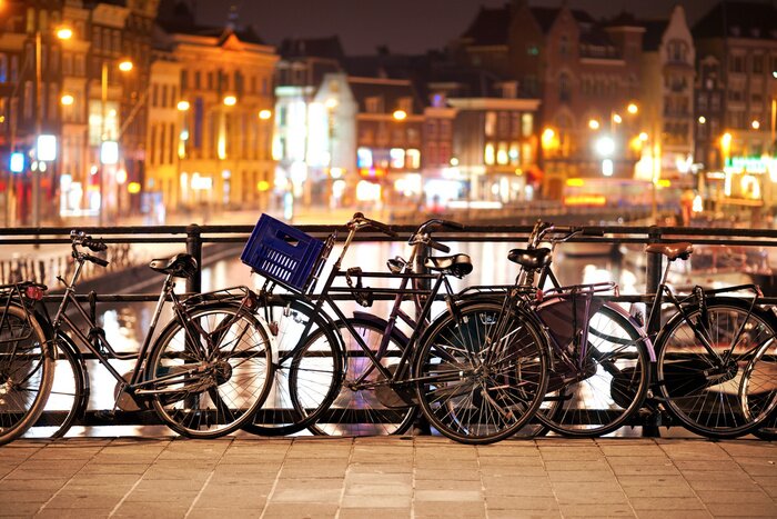 Tableau  Vélos la nuit à Amsterdam