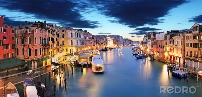 Tableau  Venise et le pont du Rialto le soir