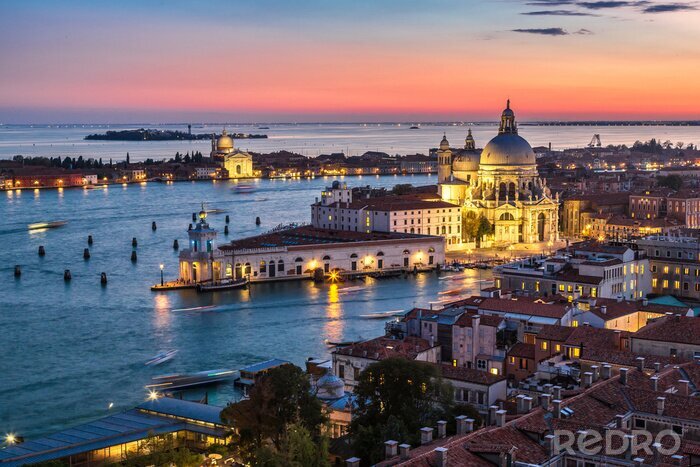 Tableau  Venise le soir vue du ciel