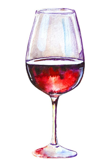 Tableau  Verre de vin rouge isolé sur fond blanc. Dessin pittoresque