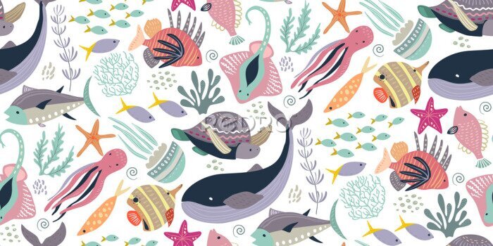 Tableau  Vie sous-marine en couleurs