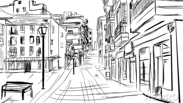 Tableau  Vieille ville déserte peinture